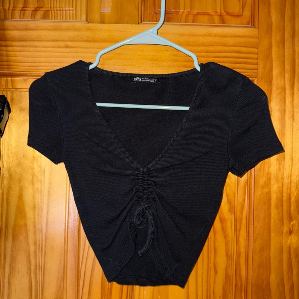 Zara scrunch crop tee